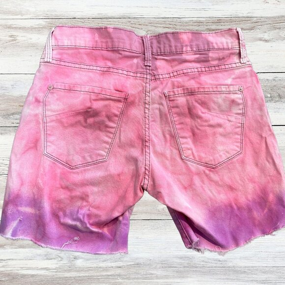 Y2K Women’s James Jean Pink Tie Dye distressed Cut Off Shorts Size 28 - Picture 2 of 4